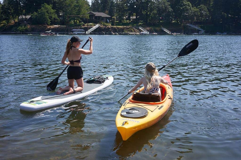 Paddle Boarding on Lake Oswego Oregon Lake House