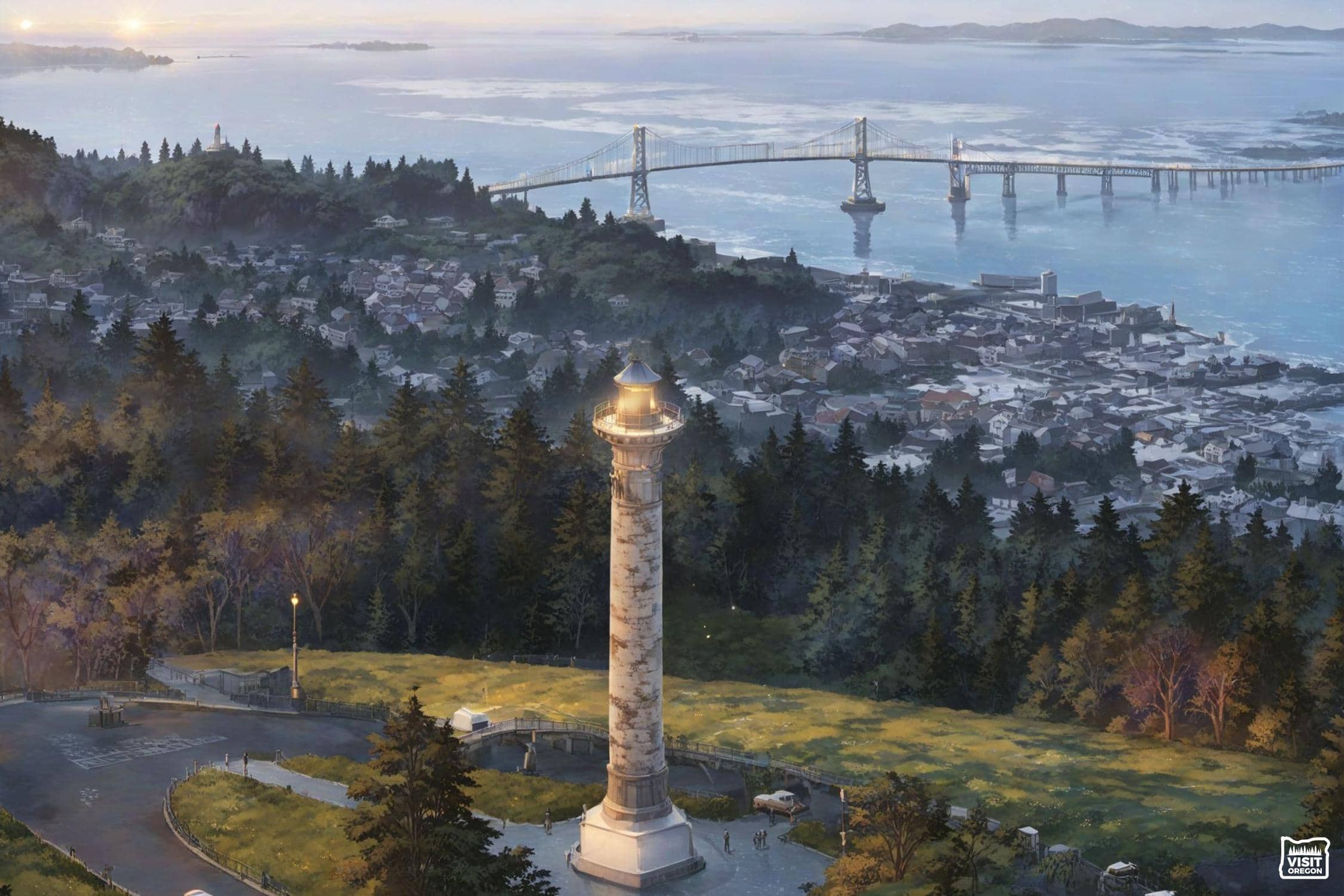 Astoria Column Oregon AI Generated Image